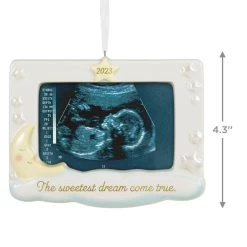 Hallmark Sweetest Dream Come True 2023 Porcelain Photo Frame Ornament -Hallmark Baby Sonogram Picture Frame Keepsake Ornament 1999QHX3117 03