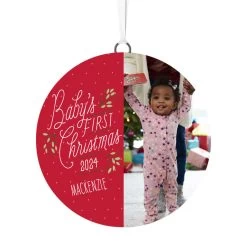 Hallmark 19 Hallmark Baby's First Christmas Personalized Text And Vertical Photo Ceramic Ornament