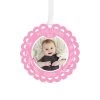 Hallmark Baby’s First Christmas Pink Scalloped Personalized Text And Photo Metal Ornament