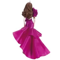 Hallmark Barbie™ Pink Collection™ 2023 Porcelain And Fabric Ornament -Hallmark Barbie in Hot Pink Dress Keepsake Ornament 4999QXI7007 06