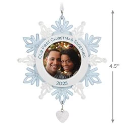 Hallmark Our First Christmas Together Snowflake 2023 Photo Frame Ornament -Hallmark BlueWhite Snowflake Picture Frame Keepsake Ornament 1699QGO2879 03