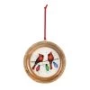 Cardinals On Light String Wood Ornament