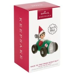 Hallmark The Elf On The Shelf® Race To The Finish Scout Elf™ Ornament -Hallmark Elf on the Shelf in Race Car Keepsake Ornament 1799QXI7357 04