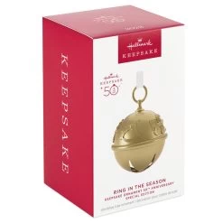 Hallmark 50th Anniversary Ring In The Season Special Edition Metal Bell Ornament -Hallmark Gold Jingle Bell Keepsake Ornament 2899QGO2989 04