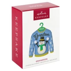 Hallmark Grandson Christmas Sweater 2023 Ornament -Hallmark Grandson Snowman Sweater 2023 Keepsake Ornament 1399QGO2557 04