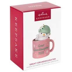 Hallmark Great-Granddaughter Hot Cocoa Mug 2023 Ornament -Hallmark GreatGranddaughter Snowman in Mug Keepsake Ornament 1399QGO2559 04