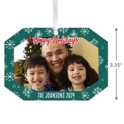 Hallmark Green Snowflake Personalized Text And Photo Metal Ornament -Hallmark Green Snowflake Personalized Christmas Ornament 1OFM1001B2 03