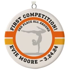 Gymnastics Ceramic Circle Personalized Ornament