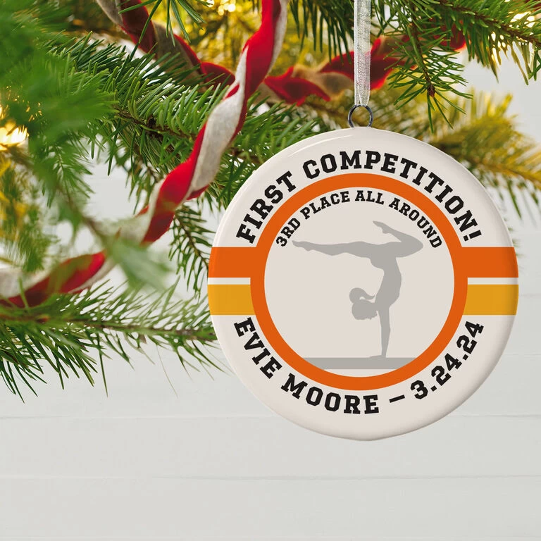 Gymnastics Ceramic Circle Personalized Ornament 2 Gymnastics Ceramic Circle Personalized Ornament - Image 2