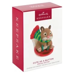 Hallmark Cute As A Button Special Edition Ornament -Hallmark Hamster on Button Sled Keepsake Ornament 1599QXE3317 04