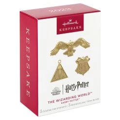 Hallmark Mini Harry Potter™ The Wizarding World™ Metal Ornaments, Set Of 3 -Hallmark Hogwarts Crest Owl Deathly Hallows Keepsake Ornaments 2199QXM9249 06