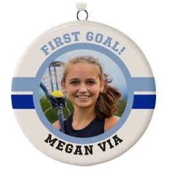 Lacrosse Ceramic Circle Personalized Photo Ornament