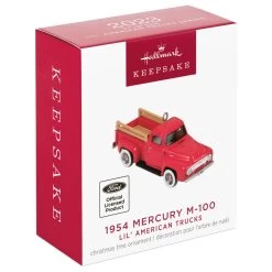 Hallmark Mini Lil' American Trucks 1954 Mercury M-100 2023 Metal Ornament, 0.75" -Hallmark Mercury M100 Truck Keepsake Ornament 1299QXM9159 04