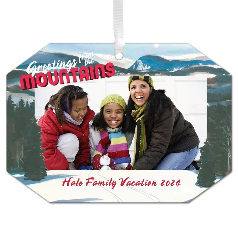 Hallmark Mountain Vacation Personalized Text And Photo Metal Ornament 1 Hallmark Mountain Vacation Personalized Text And Photo Metal Ornament