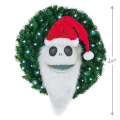 Hallmark Disney Tim Burton's The Nightmare Before Christmas Jack Skellington Wreath With Light, Sound And Motion, 24" -Hallmark Nightmare Before Christmas Jack Skellington Talking Wreath 1QFM3343 03