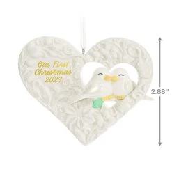 Hallmark Our First Christmas Birds In Heart 2023 Porcelain Ornament 8 Hallmark Our First Christmas Birds In Heart 2023 Porcelain Ornament -Hallmark Our 1st Christmas Birds in Heart Keepsake Ornament 2299QGO2877 03