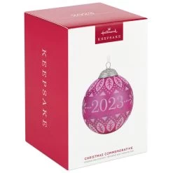 Hallmark Christmas Commemorative 2023 Glass Ball Ornament -Hallmark Pink Glass Ball 2023 Keepsake Ornament 2299QXR8127 04