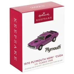 Hallmark Mini Lil' Classic Cars 1970 Plymouth Hemi® 'Cuda 2023 Metal Ornament, 0.58" -Hallmark Plymouth Hemi Cuda Car Keepsake Ornament 1299QXM9157 04