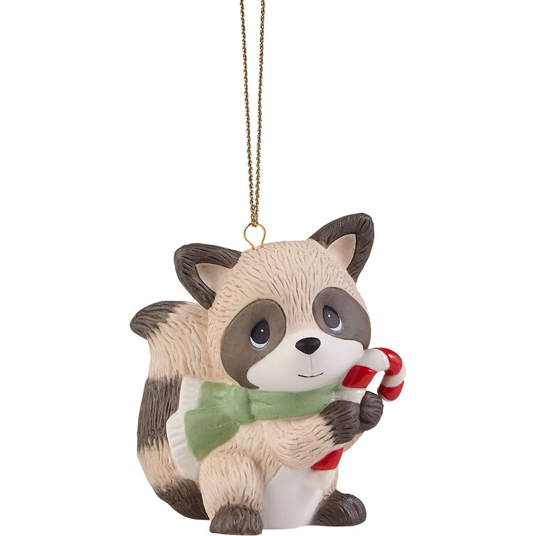 Precious Moments Spreading Christmas Cheer Raccoon Ornament, 2.8" 1 Precious Moments Spreading Christmas Cheer Raccoon Ornament, 2.8"