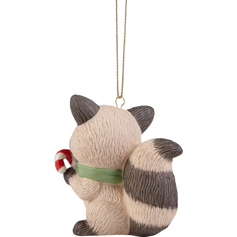 Precious Moments Spreading Christmas Cheer Raccoon Ornament, 2.8" 2 Precious Moments Spreading Christmas Cheer Raccoon Ornament, 2.8" - Image 2