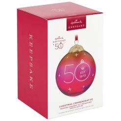 Hallmark Keepsake Ornament 50th Anniversary Christmas Commemorative Special Edition Glass And Metal Ornament -Hallmark Red Ball 50th Anniversary Keepsake Ornament 2499QGO2987 04