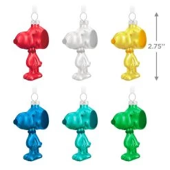 Hallmark The Peanuts® Gang Snoopy Glass Ornaments, Set Of 6 -Hallmark Set of 6 Colored Glass Snoopy Keepsake Ornaments 2499QSB6329 03