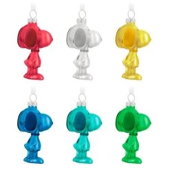 Hallmark The Peanuts® Gang Snoopy Glass Ornaments, Set Of 6 -Hallmark Set of 6 Colored Glass Snoopy Keepsake Ornaments 2499QSB6329 06