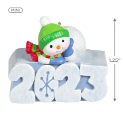 Hallmark Mini A Snowy 2023 Ornament With Light, 1.25" -Hallmark Snowman 2023 Keepsake Ornament 1299QXM9209 03
