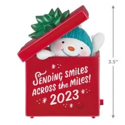 Hallmark Smiles Across The Miles 2023 Recordable Sound Ornament 8 Hallmark Smiles Across The Miles 2023 Recordable Sound Ornament -Hallmark Snowman in Red Present Keepsake Ornament 2499QGO2619 03
