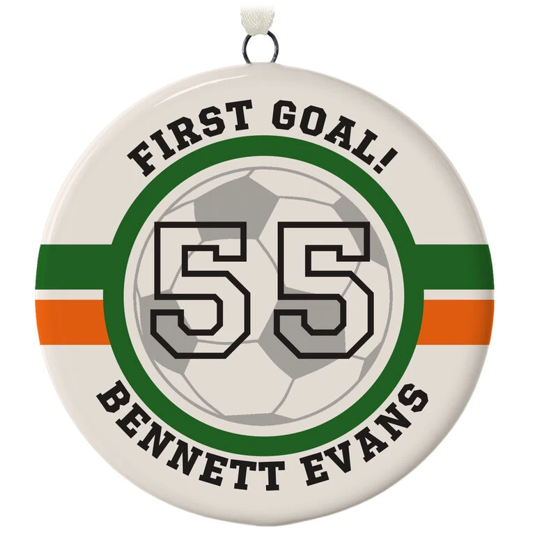 Soccer Ceramic Circle Personalized Ornament 1 Soccer Ceramic Circle Personalized Ornament