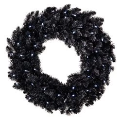 Hallmark Black Pre-Lit Wreath, 30"