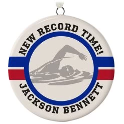 Swimming Ceramic Circle Personalized Ornament