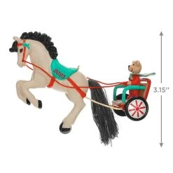 Hallmark A Pony For Christmas 2023 Ornament -Hallmark Teddy Bear in Horse Chariot Keepsake Ornament 1799QXR8039 03