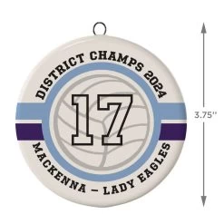 Volleyball Ceramic Circle Personalized Ornament -Hallmark Volleyball Ceramic Circle Personalized Ornament 1999QHE1711B109 03