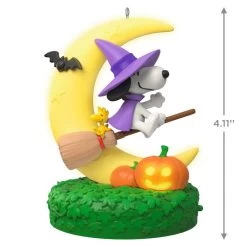 Hallmark The Peanuts® Gang Snoopy's Moonlit Mischief Musical Ornament With Light -Hallmark Witch Snoopy on Broom Keepsake Ornament 2699QFO5319 03